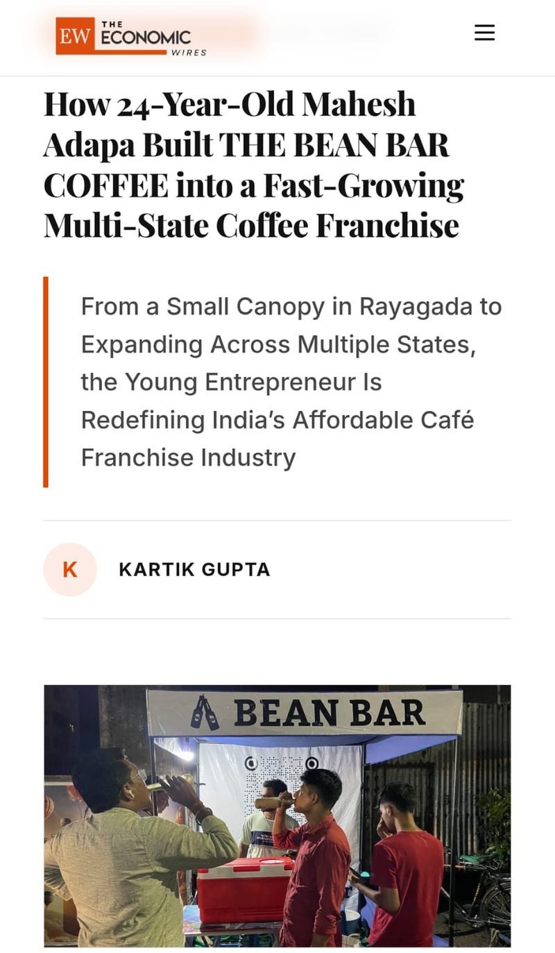 The Economic Wires article on The Bean Bar Coffee